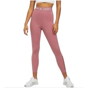 Nike Pro Dri-FIT Womens High Waisted Lattice Cutout Leggings Rose Pink XL